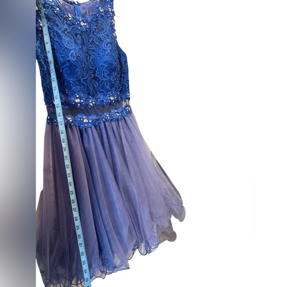 May Queen Couture USA Dress Sequined Prom Formal Cocktail HOCO Size 10 Blue - Picture 3 of 16